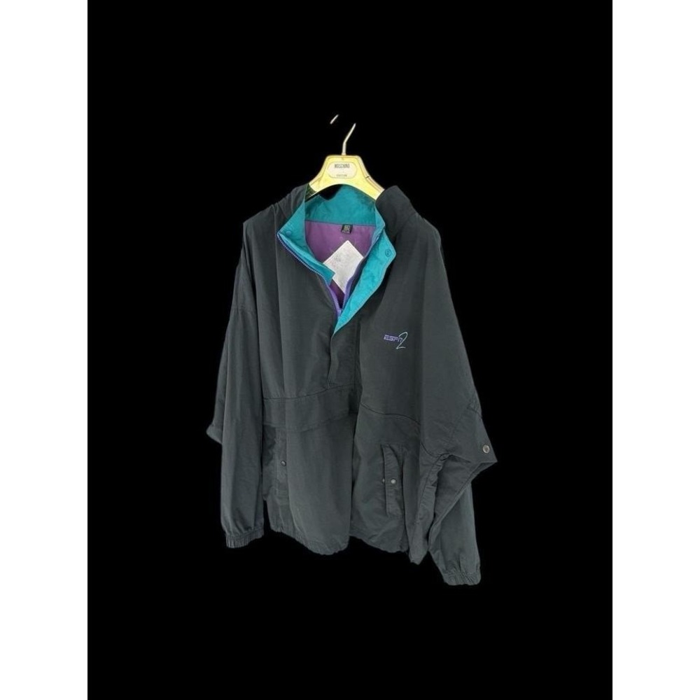 Vintage ESPN 2 Golf Windbreaker Pullover Jacket Black Men's XXL‎ Black Faded